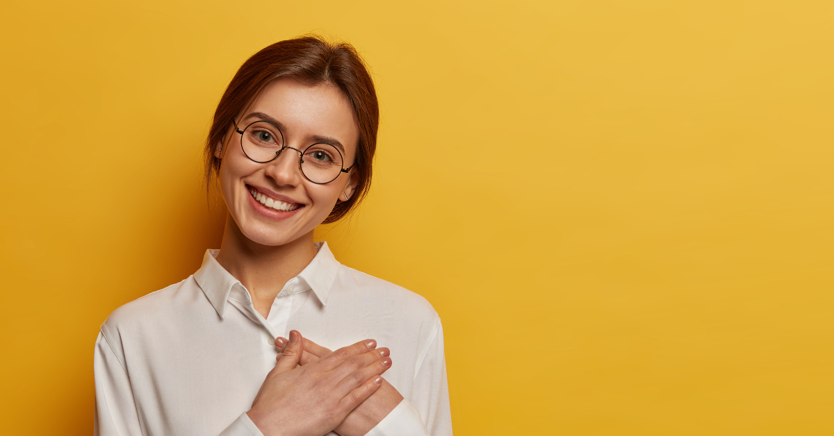 a girl being thankful